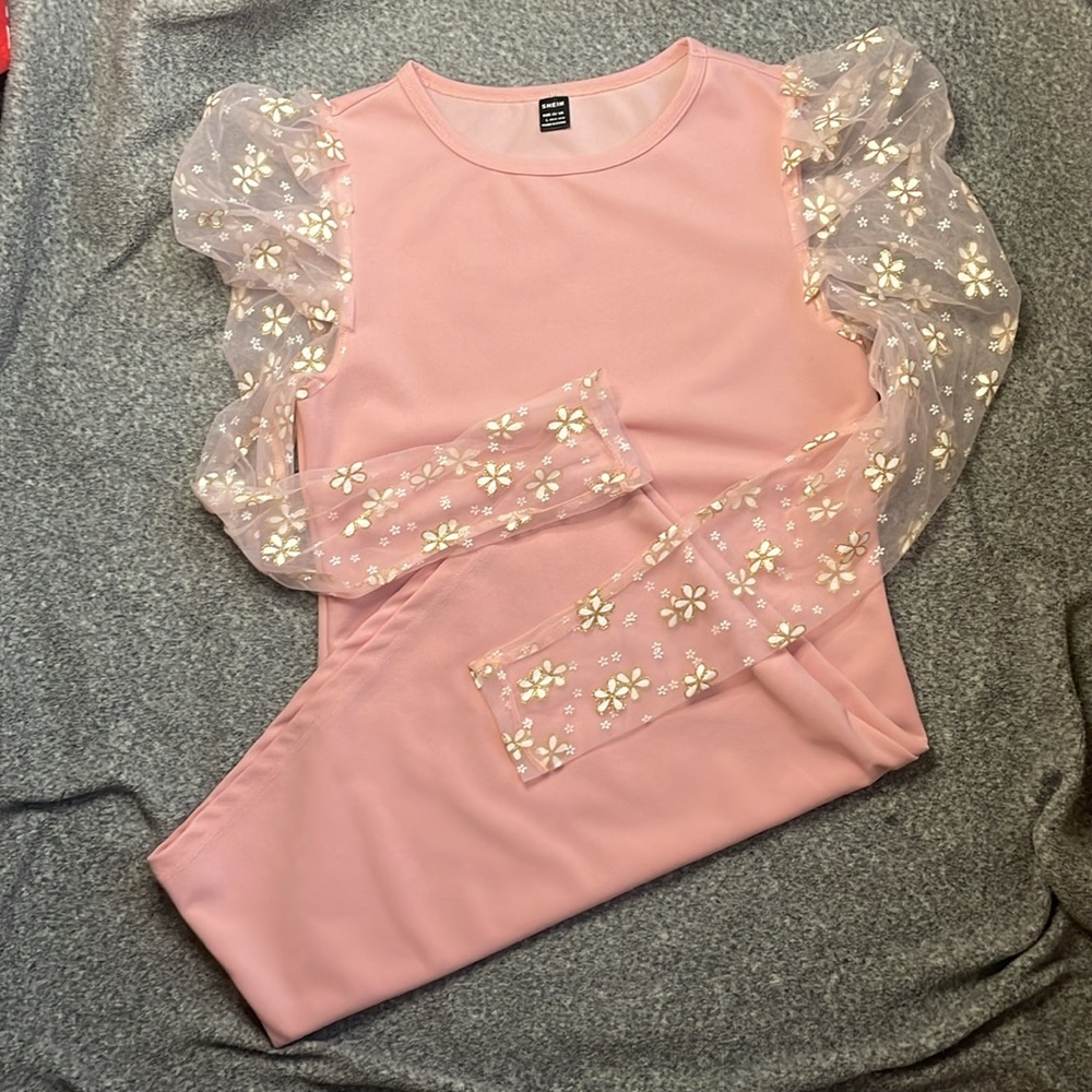Puff sleeve dress sheer body con